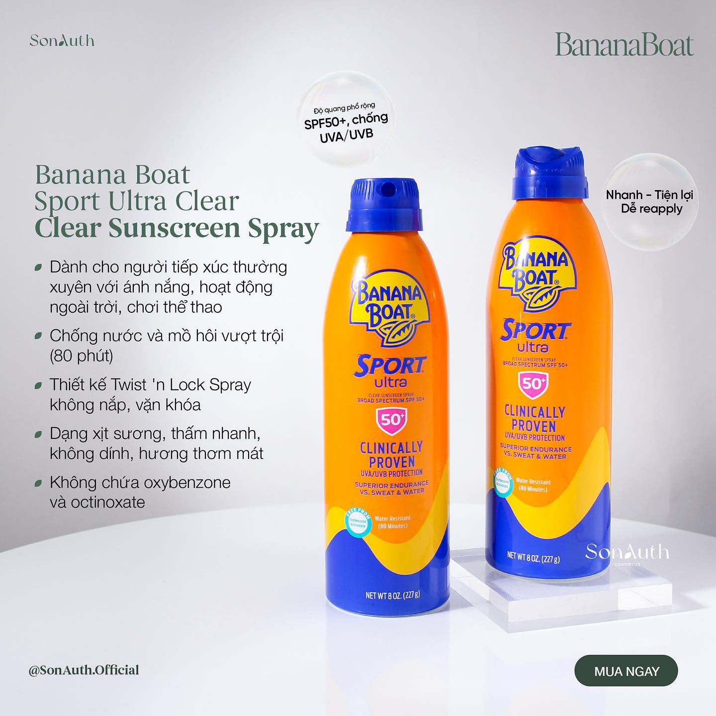 Chống nắng Banana Boat Sport Ultra Clear Sunscreen Broad Spectrum SPF50+