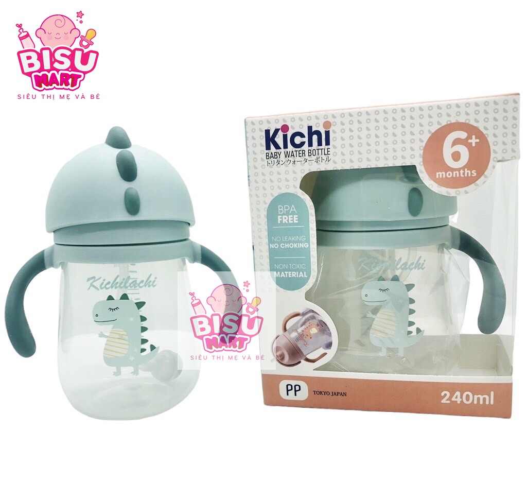 Bình tập uống nước ống hút cho bé Kichi 240ML