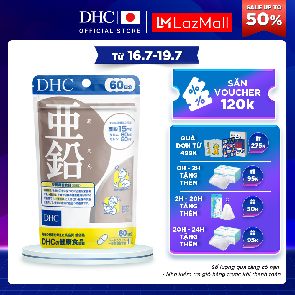 Viên uống Bổ sung Kẽm DHC Zinc Gói 60 Ngày của Nhật Bản giúp da khỏe đẹp