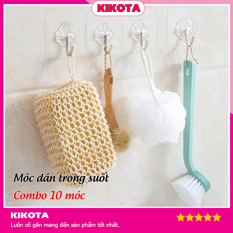 COMBO 10 Móc dán tường trong suốt siêu dính