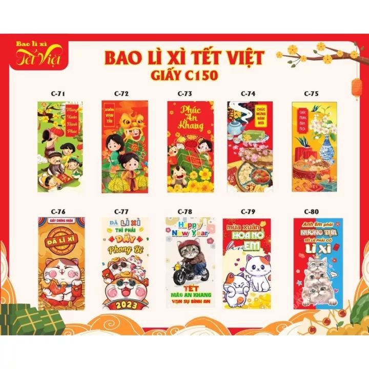 [Quà Tặng Không Bán] SET 10 Bao Lì Xì Tết 2024 Giáp Thìn Cực Đẹp