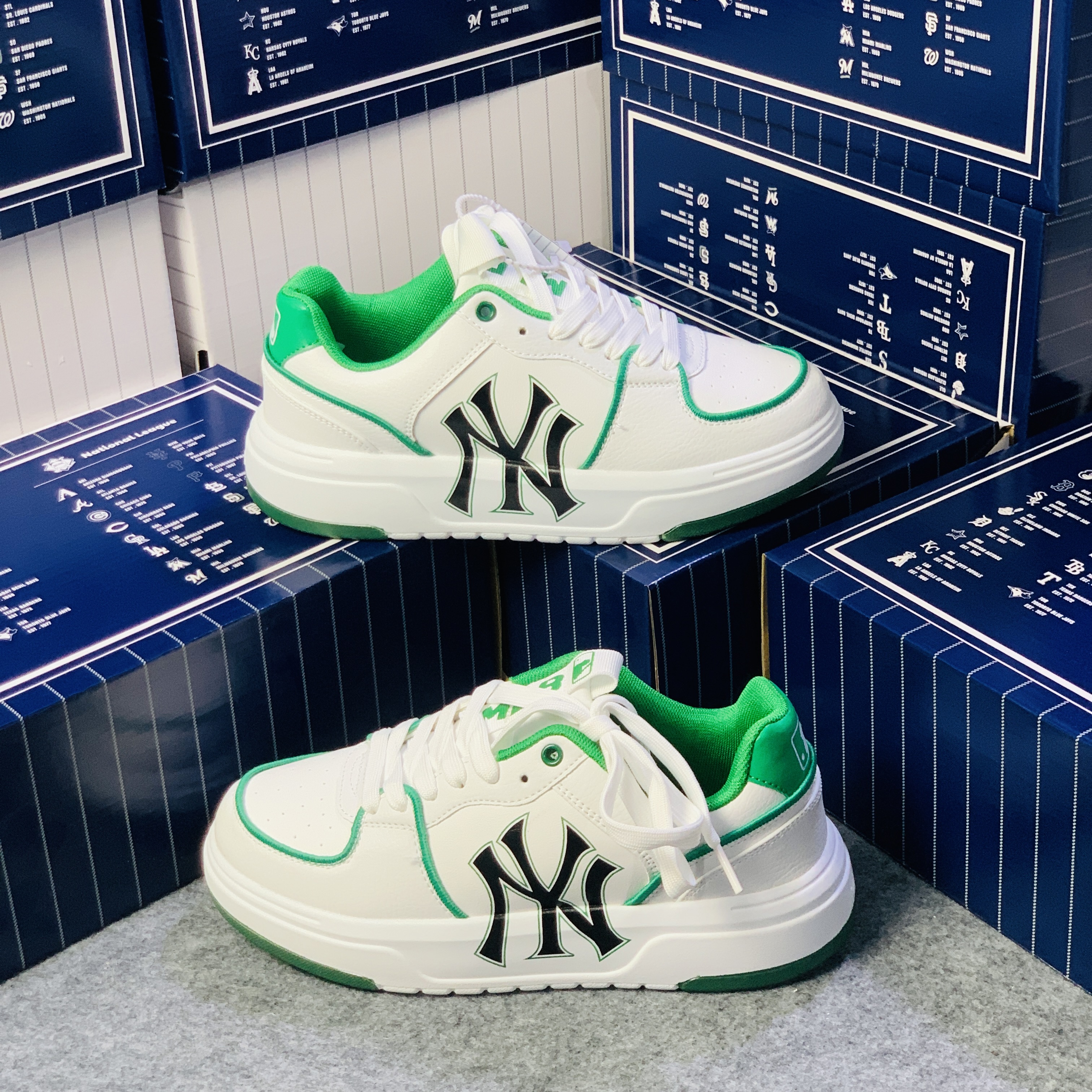 Giày Sneaker Chunky Liner White / Green Nam Giày Sneaker Độn Đế Hack Chiều Cao