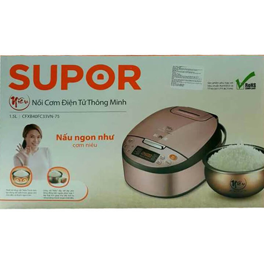 Nồi cơm điện tử niêu Supor CFXB40FC33VN-75 1.5L (Giá áp dụng giao tại HN, HCM& các tỉnh liên hệ shop)
