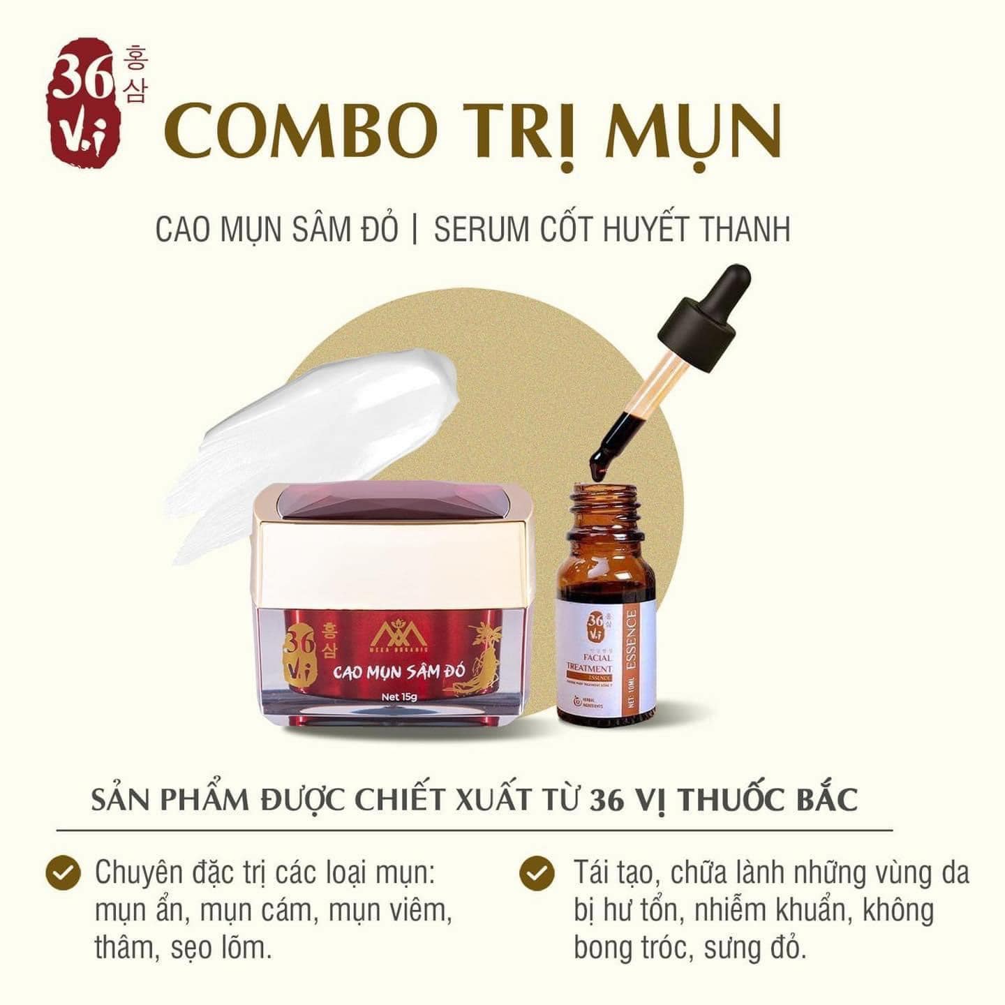 Combo cao mụn sâm đỏ 36 vị và cốt huyết thanh thảo dược Lớn