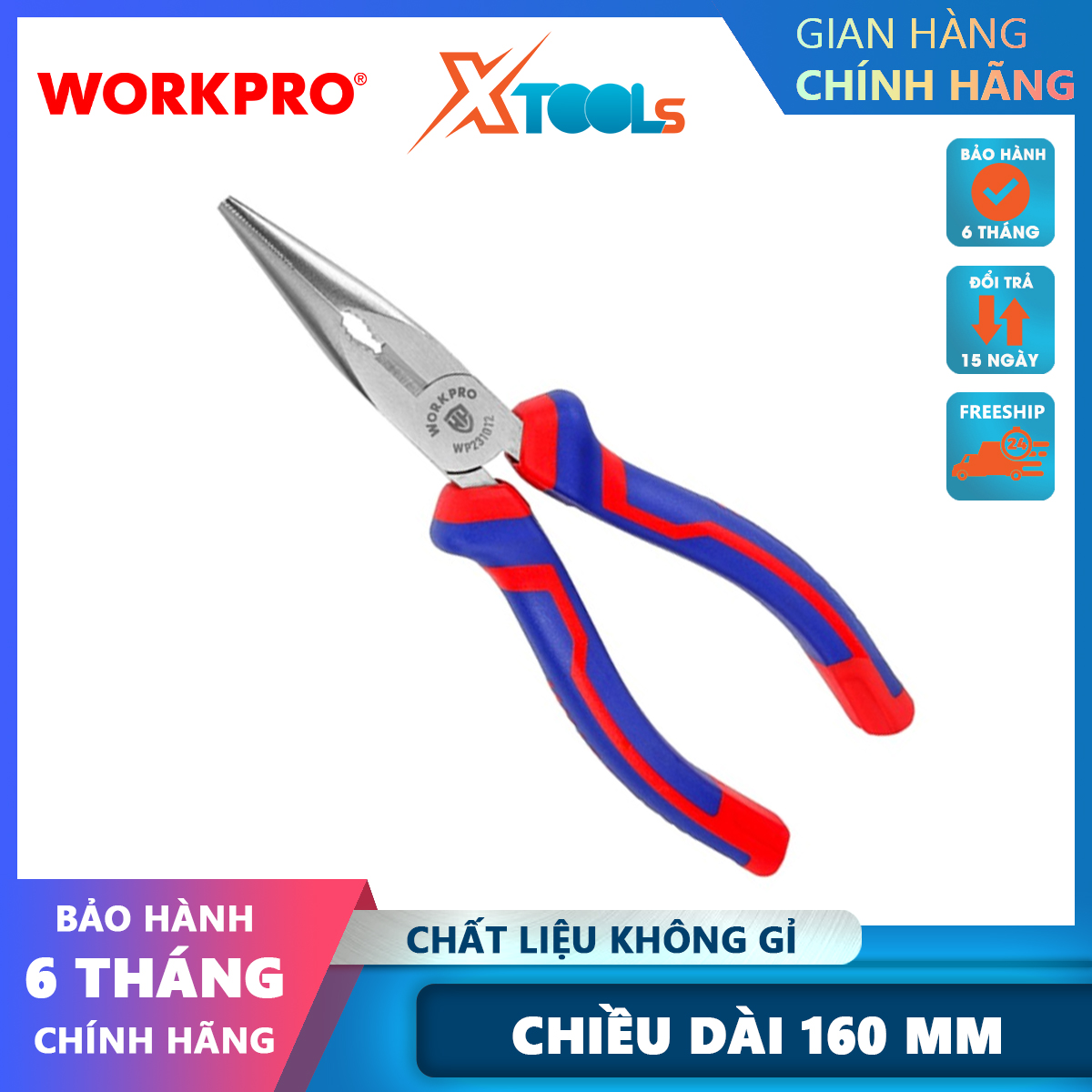 Kìm mỏ nhọn đa năng 6 inch 160mm Workpro