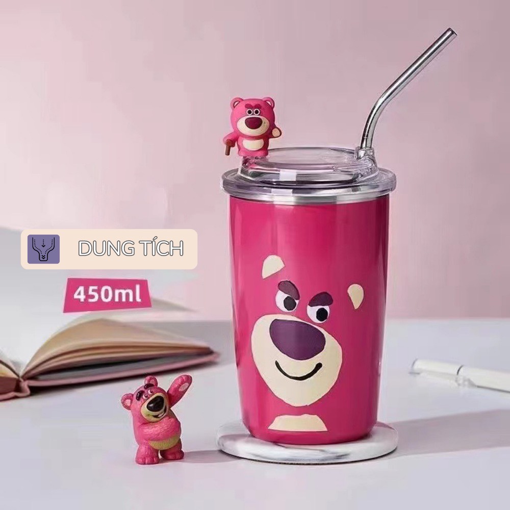 Ly giữ nhiệt gấu dâu Losto TOY STORY lõi inox 304 kèm sticker 3D và ống hút - Bình nước giữ nhiệt gấu dâu Disney, ly giữ nhiệt, ly đựng nước, ly gấu dâu, bình nước, bình đựng nước, bình , ly nước, ly đựng nước giữ nhiệt