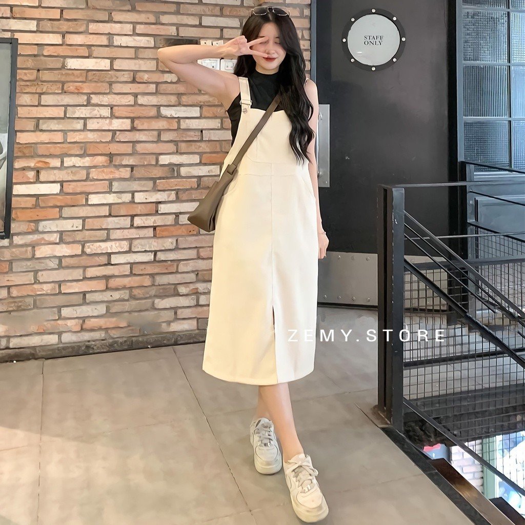 Sam pretty] Váy Yếm Đen Dáng Dài Phong Cách Hàn Quốc Siêu Xinh (Hàng Sẵn) |  Lazada.vn