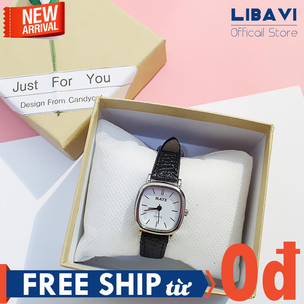 Đồng Hồ Nữ Rate C34, Mặt Vuông 3 Kim, Dây Đeo Da, Kháng Nước, Chống Trầy Xước Nhẹ, Bảo Hành 6 Tháng