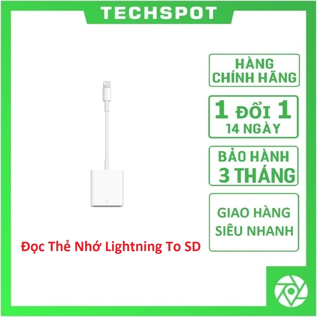 Cáp Lightning Đọc Thẻ Nhớ Cho Máy Ảnh (SD Card Camera Reader) | Bảo hành 3 tháng