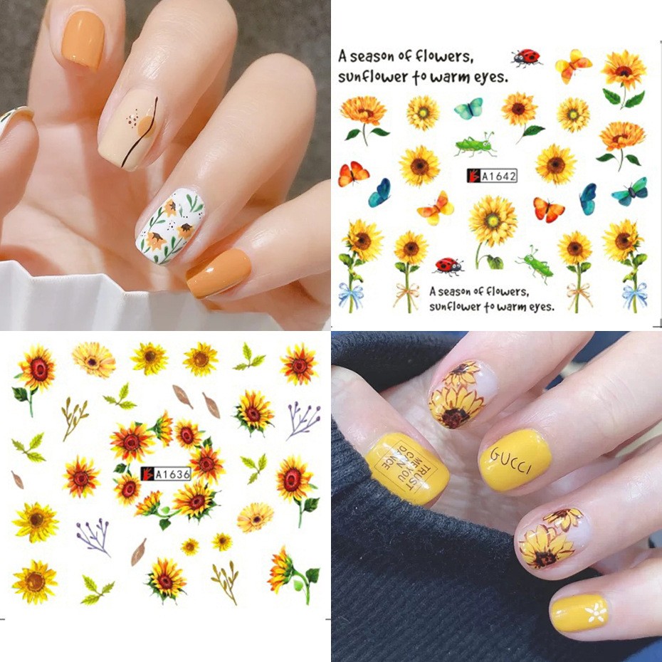 Set Sticker Nước | Hoa Hướng Dương | Dán Móng Tay