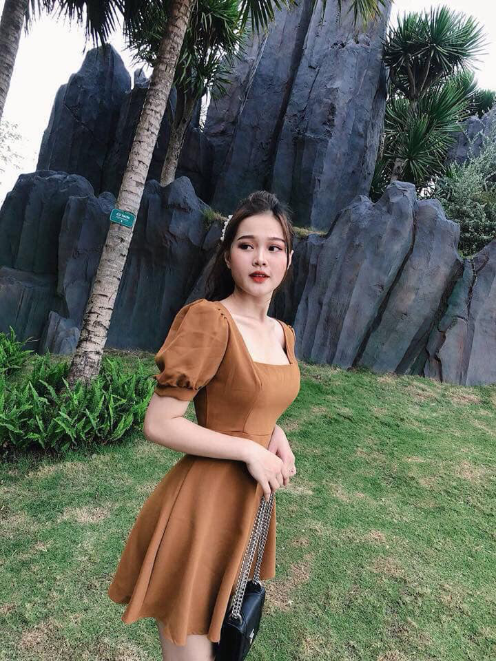 Đầm Xòe Cổ Chữ U Thanh Lịch Thời Trang