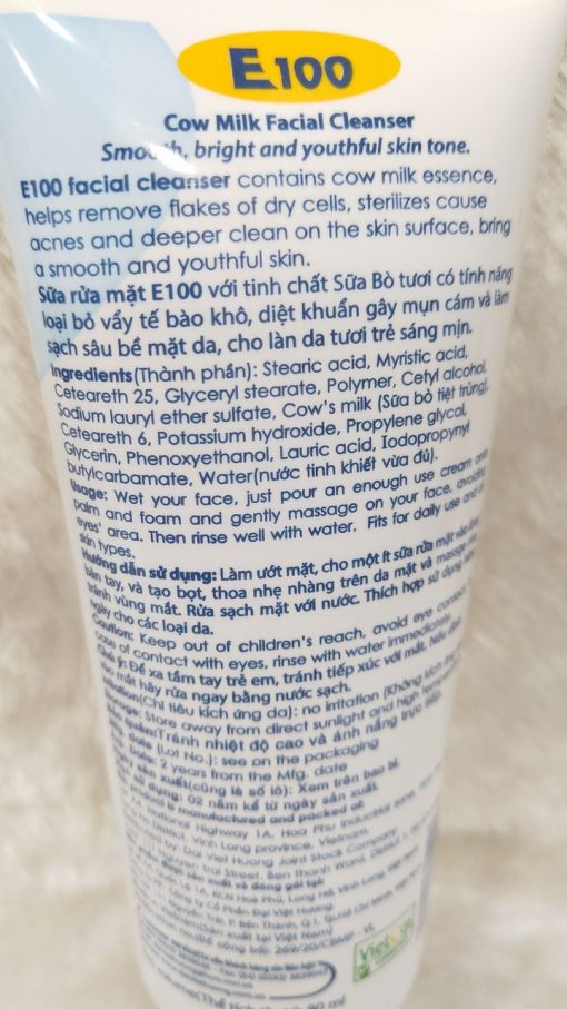 Combo 2 Tuýp Sữa Rửa Mặt Bò Sữa E100 80ml
