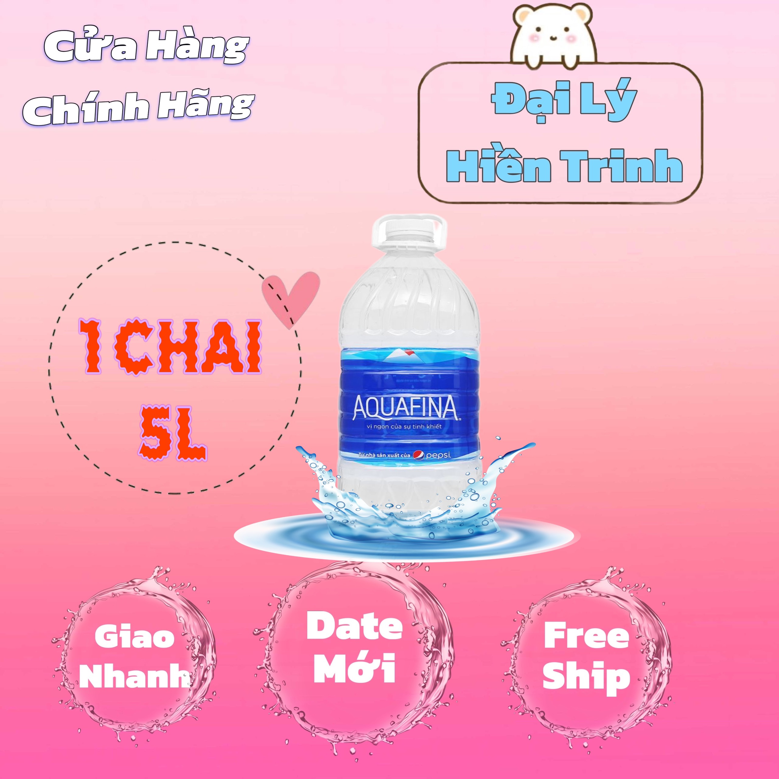 Nước Tinh Khiết Aquafina 5L ( Thùng 4 Chai)