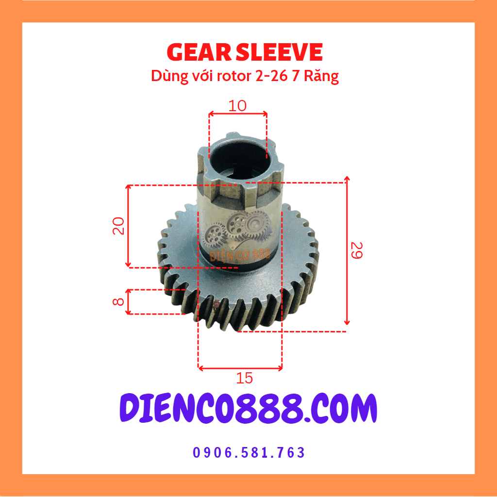 (Gear Sleeve) Nhông bánh răng con khoan BOSCH 2-26 33 răng - Dùng với rotor 7 Răng