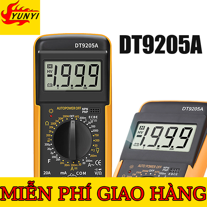 Đồng hồ vạn năng DT9205A,đồng hồ đo điện áp 220v,dong ho van năng điện tử,AC/DC Eletricaauto 2000 Counts,đo điện áp, ampe, diode,hiển thị kỹ thuật số