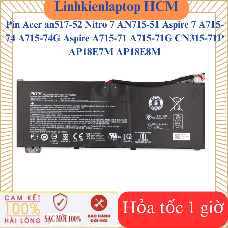 Pin acer nitro 5 an515-55 an515-52 an515-54 an515-43 an515-44 an515-45 an517-52 an517-51 , acer predator helios 300 ph315-52 ph315-53 ph317-52 ph317-53 - pin ap18e8m ap18e7m