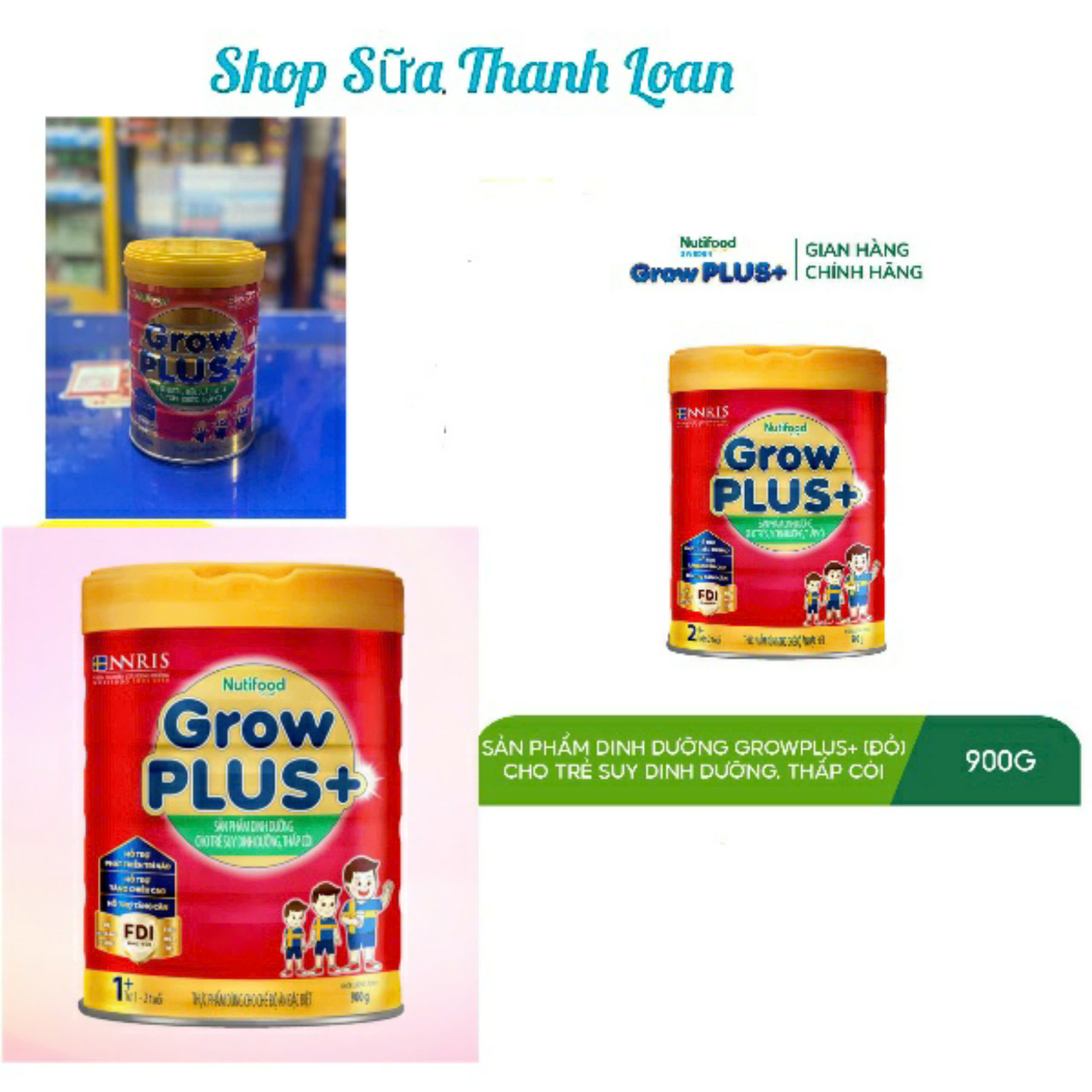 (HSD T10-2027) Sữa Bột Nutifood GrowPlus+ Suy Dinh Dưỡng Lon 780g/ 900g Đỏ.