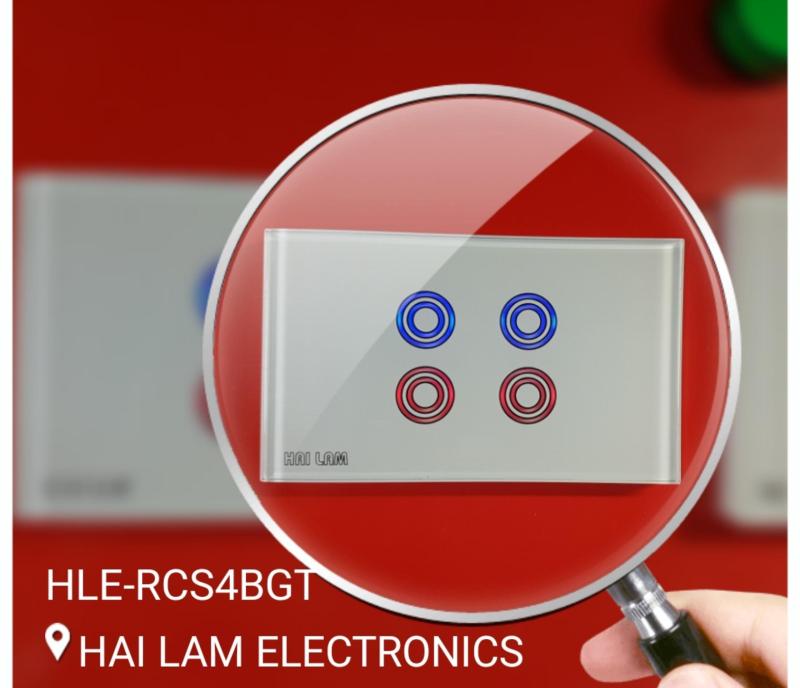 Công tắc cảm ứng âm tường điều khiển từ xa bằng tay điều khiển. Công Tắc Điện Thông Minh 4 Nút - HLE-RCS4BGT