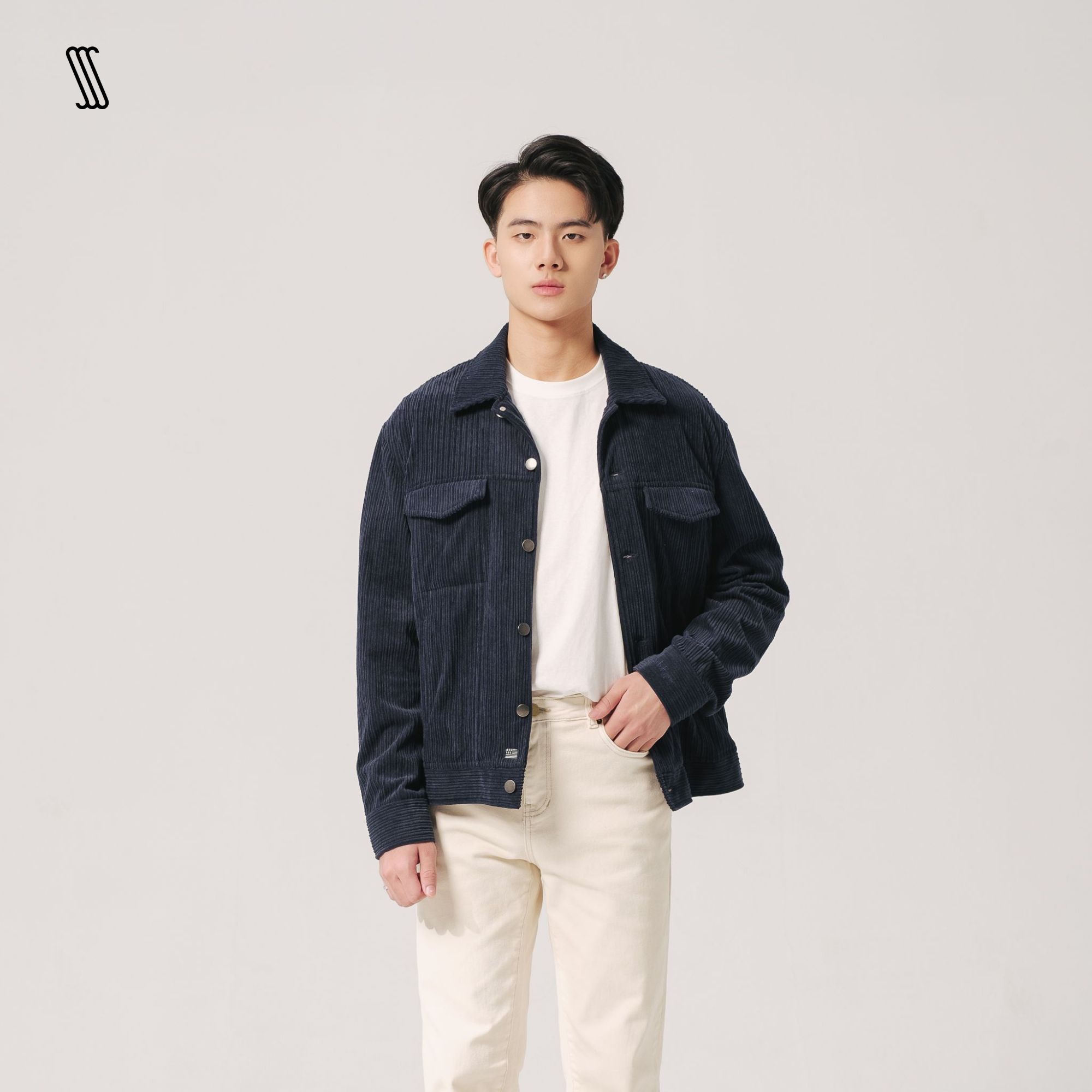 Áo khoác nam SSSTUTTER nhung có lót dáng trucker THOMAS JACKET