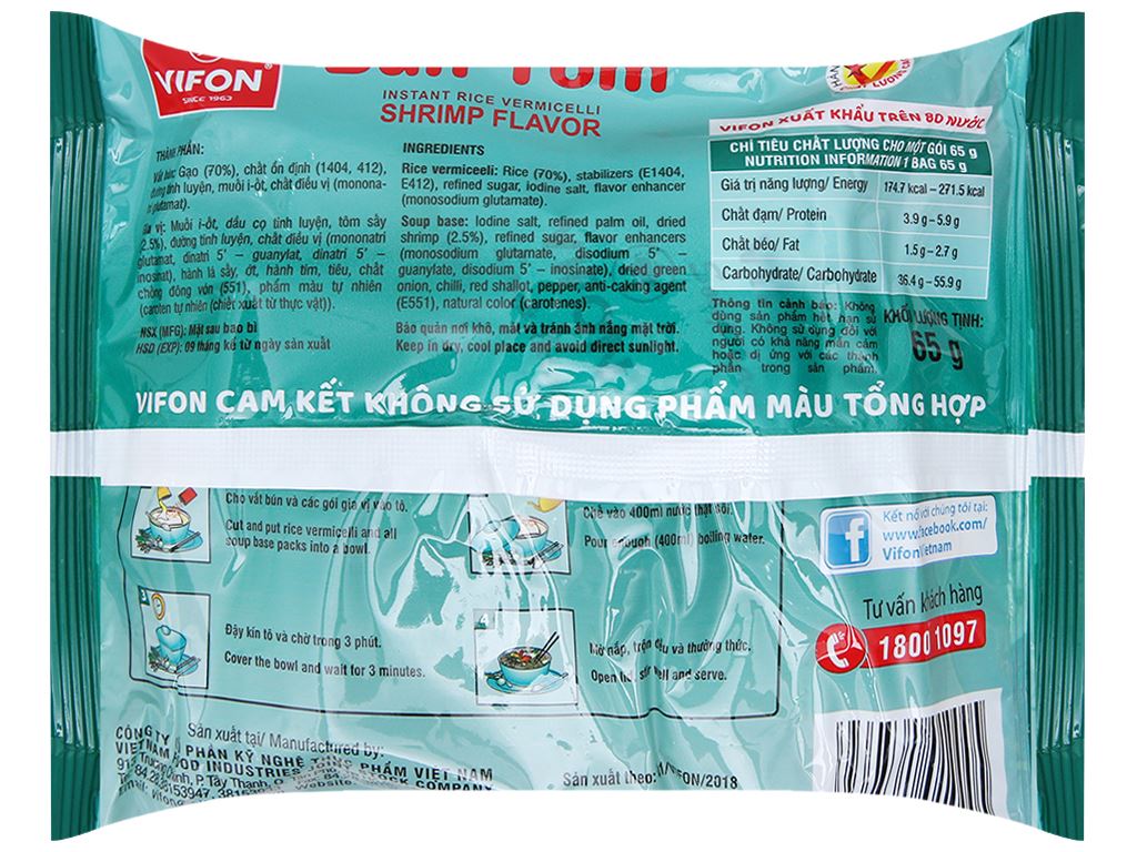 Thùng 30 gói bún tôm Vifon gói 65g