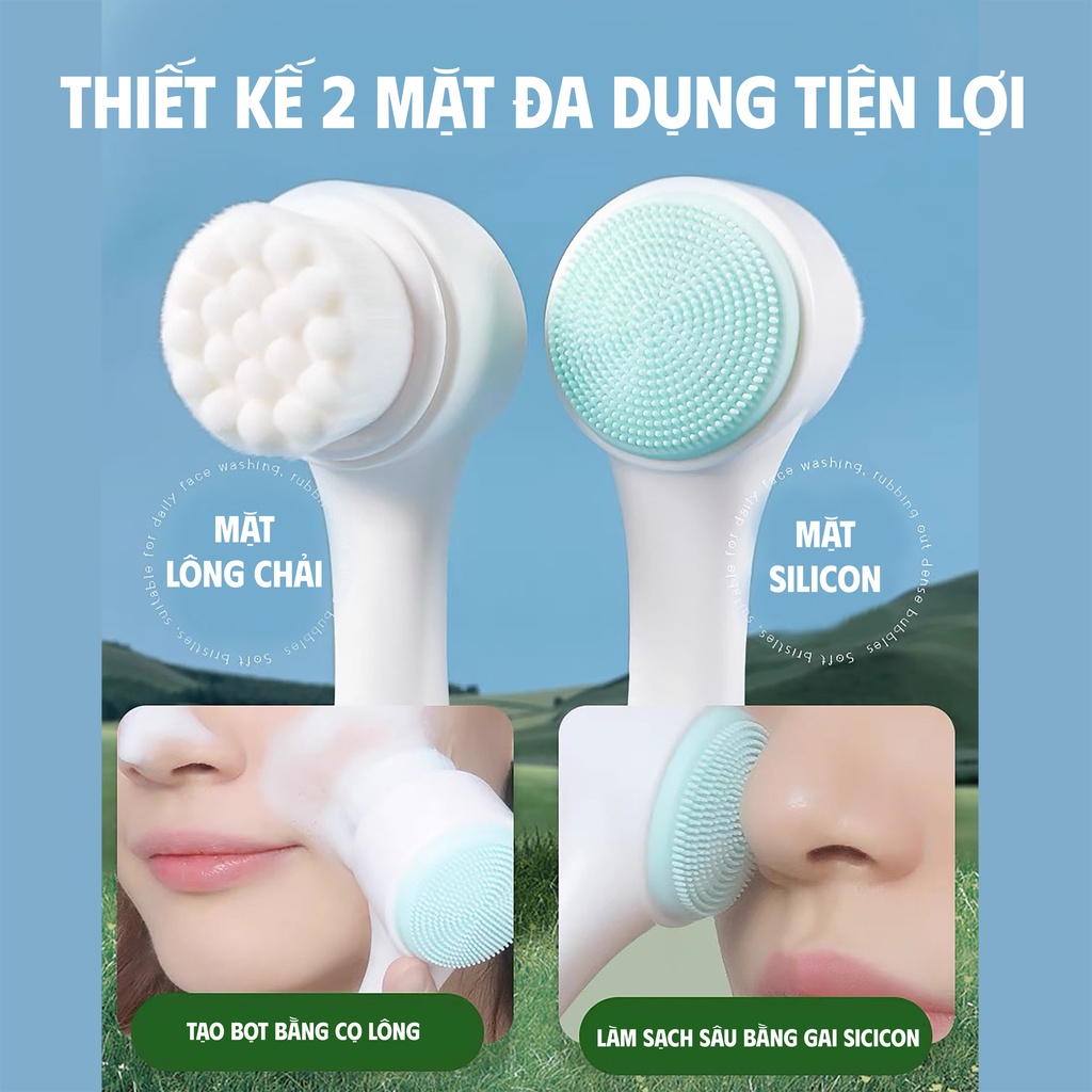 M'AYCREATE - Cọ rửa mặt và tẩy da chết 2 đầu