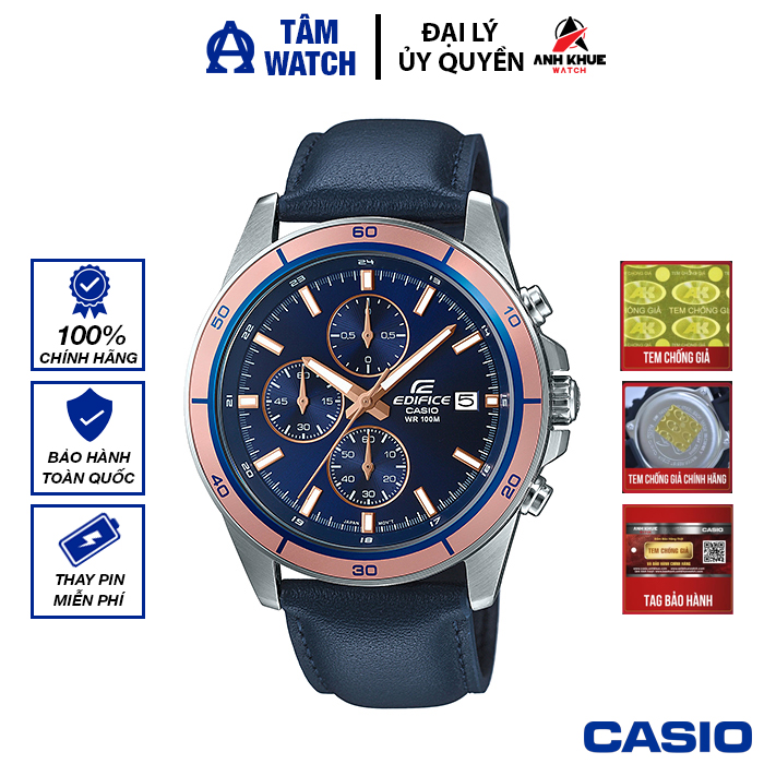 Đồng hồ nam dây da casio edifice chính hãng anh khuê efr-526l-2avudf