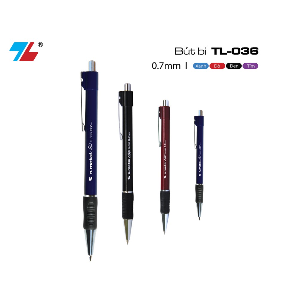 [HCM]2 cây bút bi Thiên Long  036  đầu to 07mmdạng bấmcó grip hàng chuẩn công ty