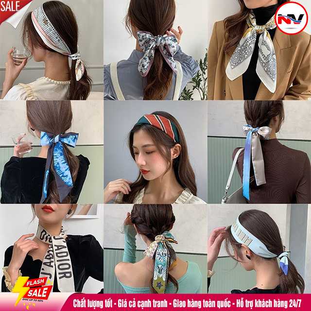 Khăn Lụa Đa Chức Năng Hàn Quốc Băng Đô Khăn Quàng Cổ Túi Trang Trí ( 100x8 cm)