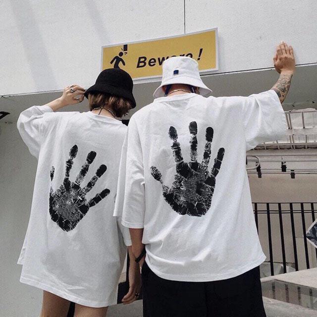 Áo thun nam nữ tay lỡ form rộng in hình cá tính vải dày mịn thoáng mát
