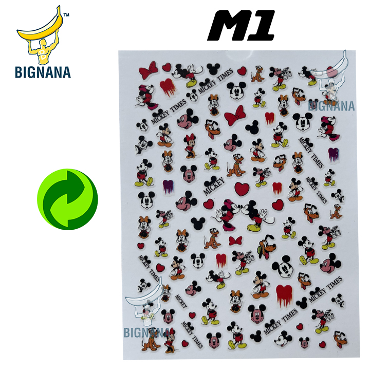 Sticker Nails Hình Dán Chuột Mickey, Hello Kitty, Decal Trang Trí Phong Cách Độc Đáo