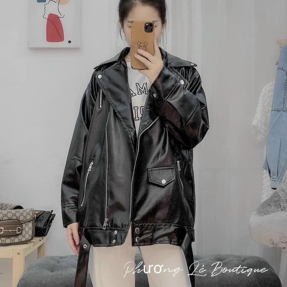 ÁO KHOÁC DA FORM RỘNG