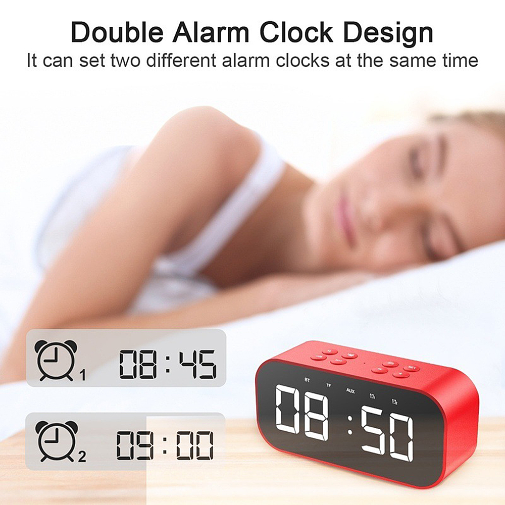 LOA BLUETOOTH MINI TRÁNG GƯƠNG KÈM ĐỒNG HỒ BÁO THỨC .