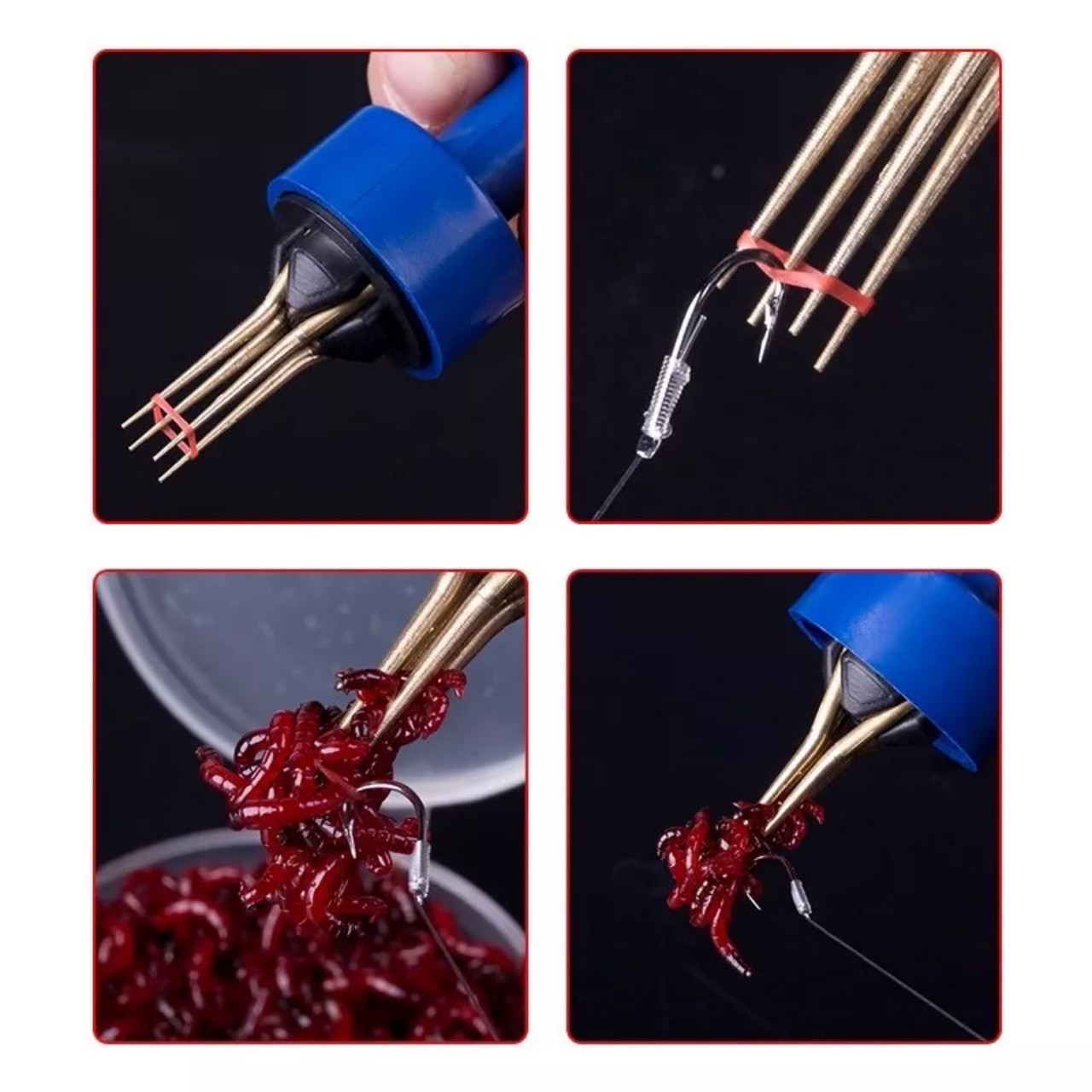 Combo Kẹp + 2 túi chun buộc mồi câu cá