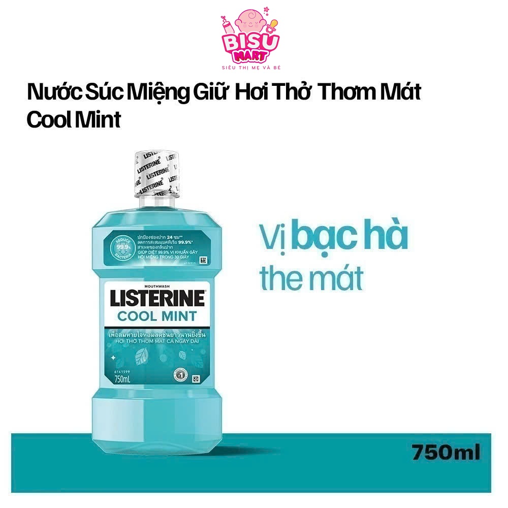 Nước Súc Miệng Listerine Cool Mint 250ml 750ml dung dịch vệ sinh răng miệng