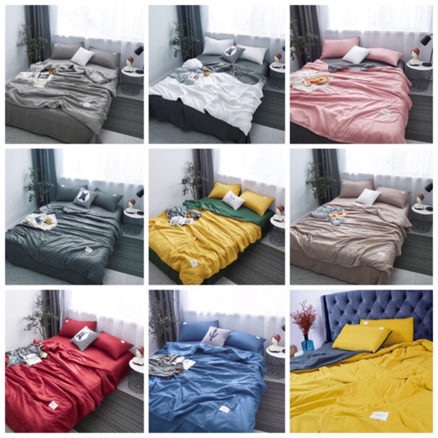 Bộ drap - chăn hè cotton tici 5 món