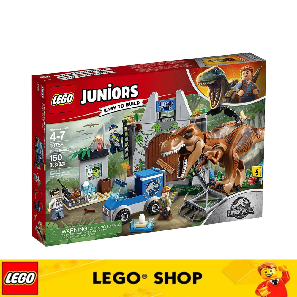LEGO LEGO Juniors / 4 + Bộ khối xây dựng Jurassic World T. rex Breakout 10758 (150 miếng) Đảm bảo chính hãng, từ Đan Mạch Khối xây dựng Đồ chơi
