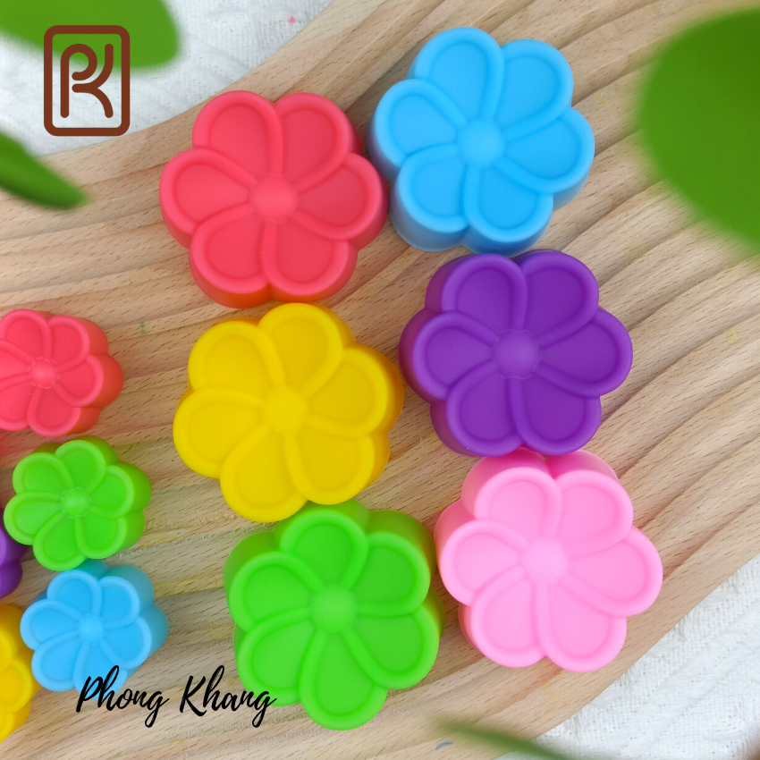 Combo 12 khuôn silicon ( 6 khuôn 5cm-6 khuôn 3cm) Phong Khang hình hoa sứ