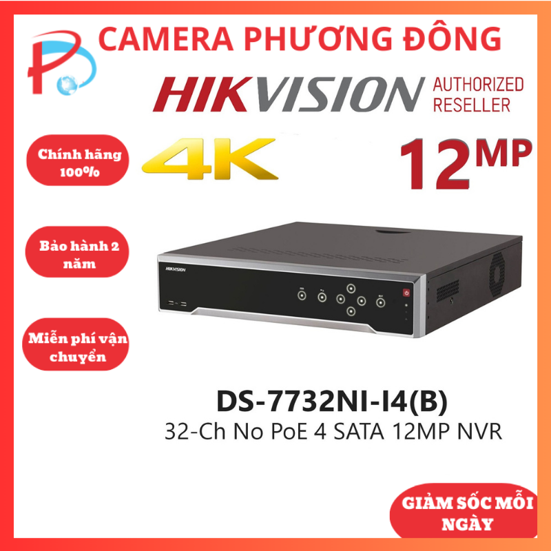 Đầu ghi hình camera ip 32 kênh hikvision ds-7732ni-i4 12mp ultra hd 4k h.265 - hàng chính hãng