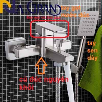 Bộ Củ Sen Tắm Nóng Lạnh và Tay Sen Tắm và Dây Sen INOX 304 N2001 NA.GRAND HÀNG CAO CẤP BAO XÀI BAO ĐỔI MỚI 1 NĂM CỦ SEN VUÔNG LOẠI 1 vòi sen tắm