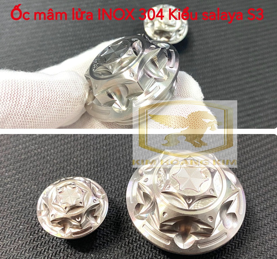 Ốc Mâm Lửa SALAYA mẫu S3 Inox 304 gắn Winner,Wave,Dream,Blade....