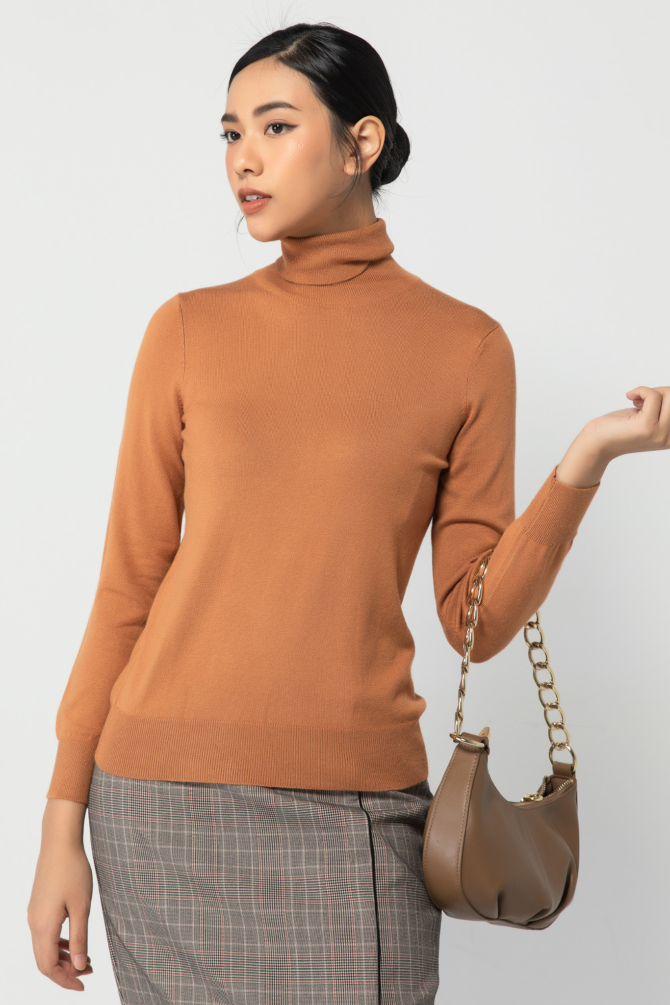 Áo len nữ dài tay cổ lọ dáng basic IVY moda MS 58P0075