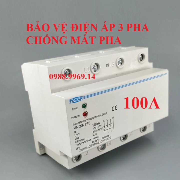 Bảo vệ đứt pha, mất pha, bảo vệ điện áp của mạng điện 3 pha 4 dây_60a_ tomzn