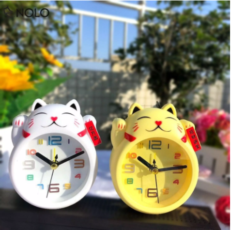 ĐỒNG HỒ BÁO THỨC ĐỂ BÀN HÌNH MÈO MAY MẮN (Nhiều màu) - [ Đồng hồ để bàn Cute - Đồng hồ báo thức - Đồng hồ học sinh dễ thương ]
