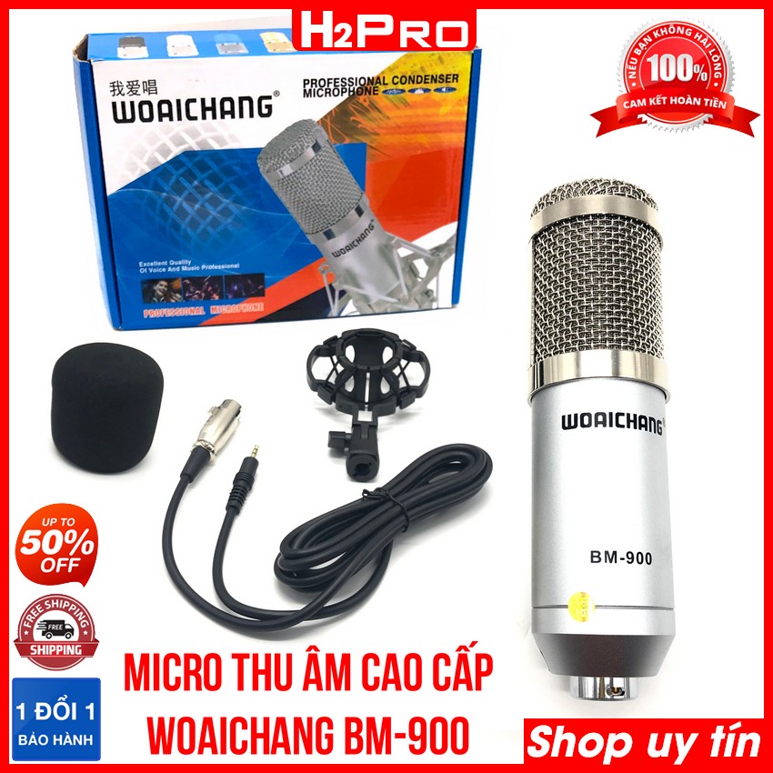 Mic Thu Âm Woaichang Bm900 Cao Cấp, Micro Livestream BM900 Chuyên Dụng Cho Dòng Sound Card K10, K300, H9, V8-H2Pro Tech