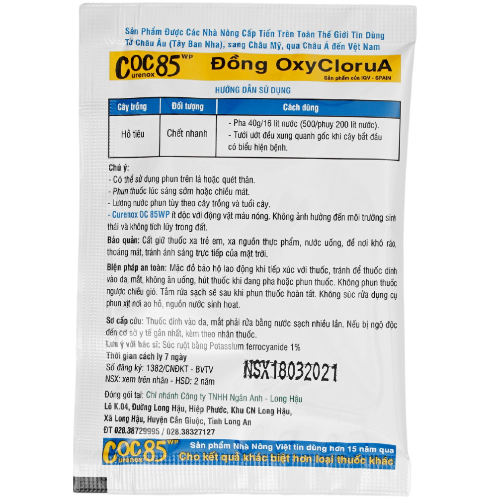 COC 85WP – THUỐC DIỆT TRỪ NẤM BỆNH CHO CÂY TRỒNG (GÓI 20G)