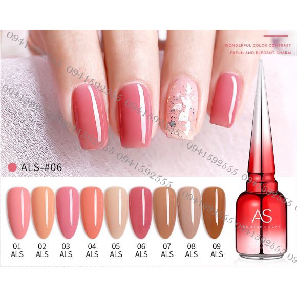 Set sơn gel as mẫu chai đỏ nhọn thạch nude mã als 9 chai 15ml siêu hot siêu xịn