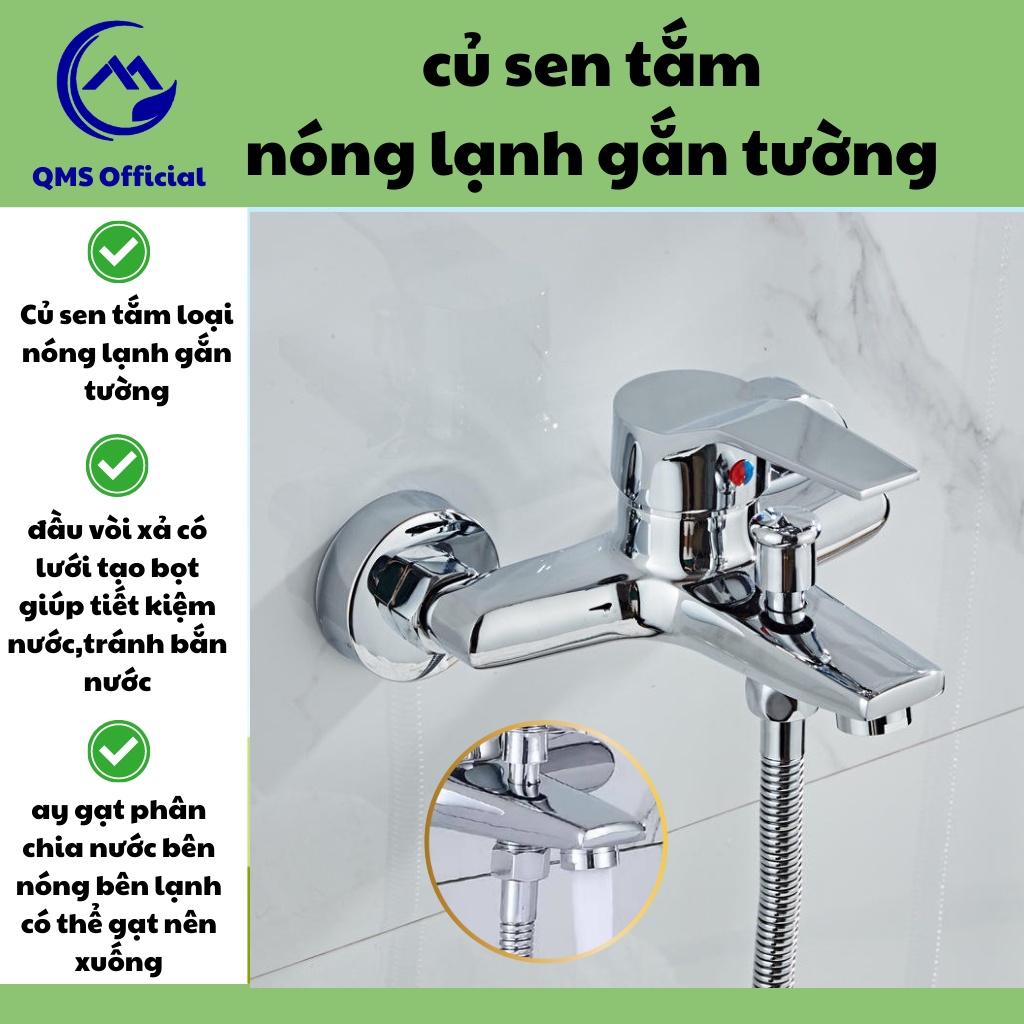 Củ sen tắm nóng lạnh QMS- CS07 gắn tường đầu vòi có lười tạo bọt giúp tiết kiệm nước tránh bắn