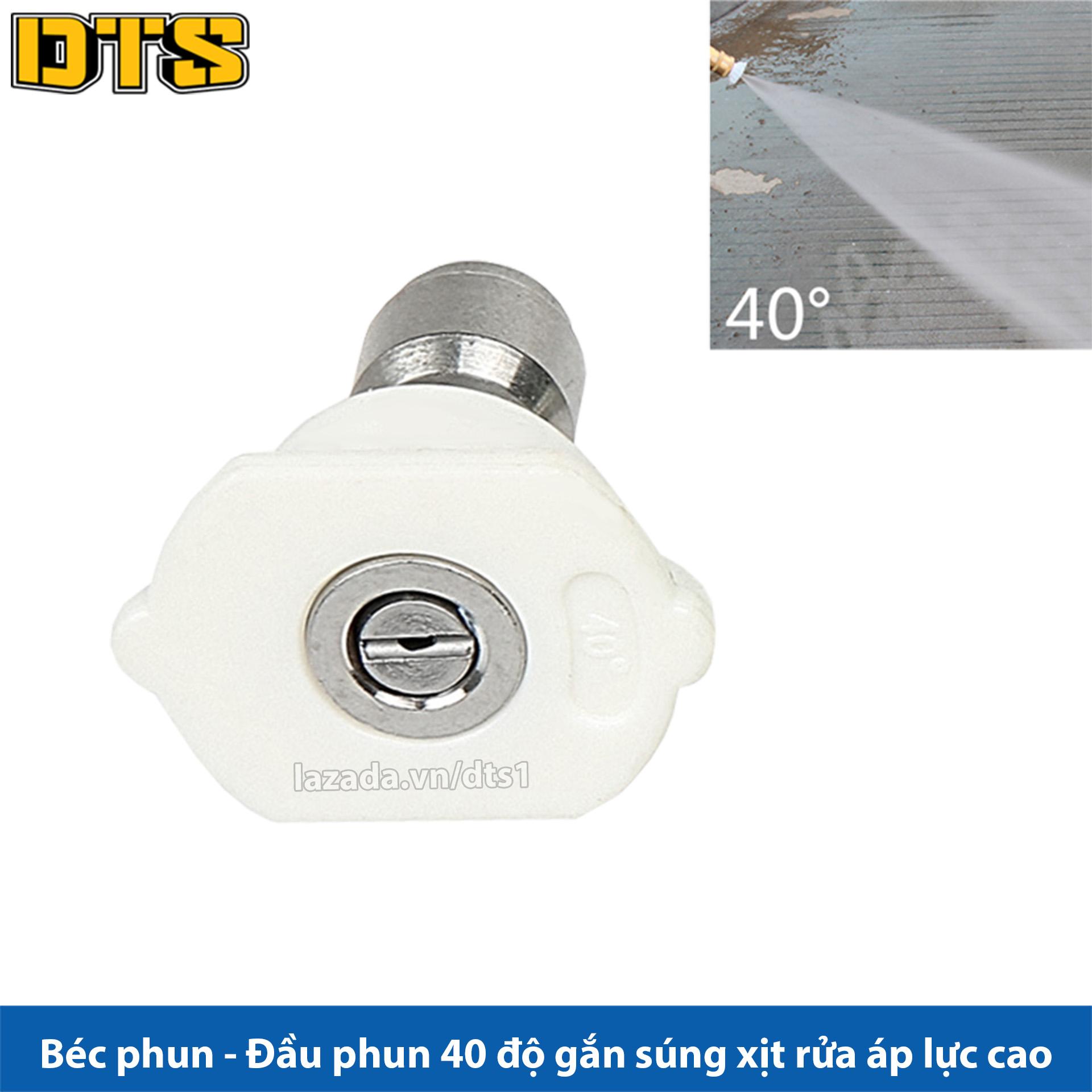 Béc phun - Đầu béc 40 độ gắn súng xịt rửa của máy rửa xe áp lực cao - Ren nối nhanh 1/4 inch (Trắng)