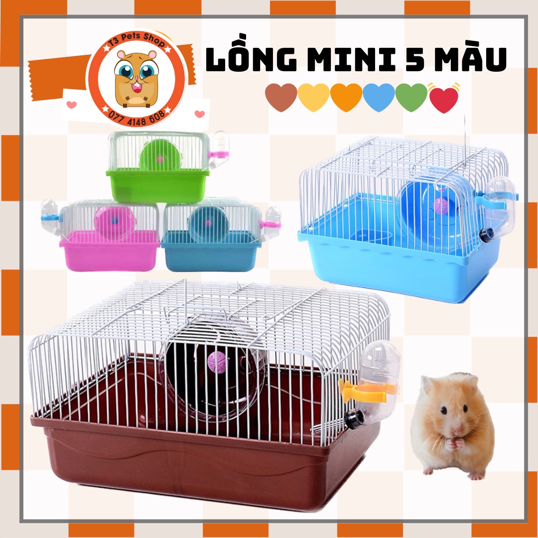 lồng mini 5 màu để xách đi hoặc nuôi đẻ hamster - T3 PETS SHOP