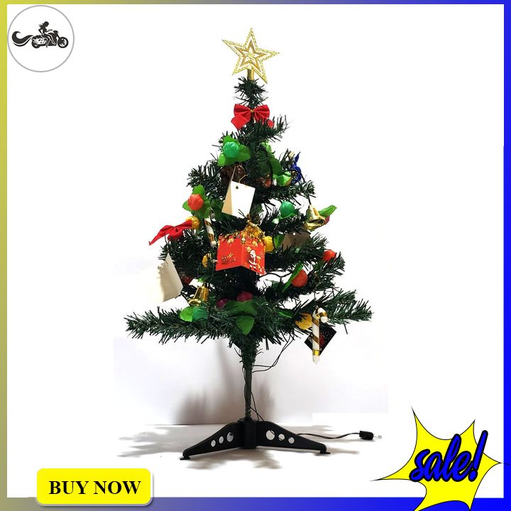 [HCM]Cây thông noel 60cm màu xanh tặng kèm phụ kiện và dây đèn led
